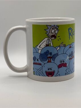 Rick and Morty Mr. Meeseeks Gang Ceramic Mug - Blue & Green. 14 fl oz.
